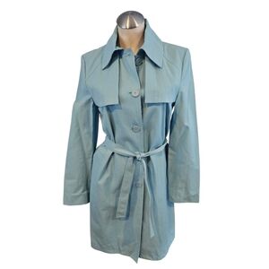 Hilary Radley Size 4 Light Blue Trench Coat Rain Resistant Belted